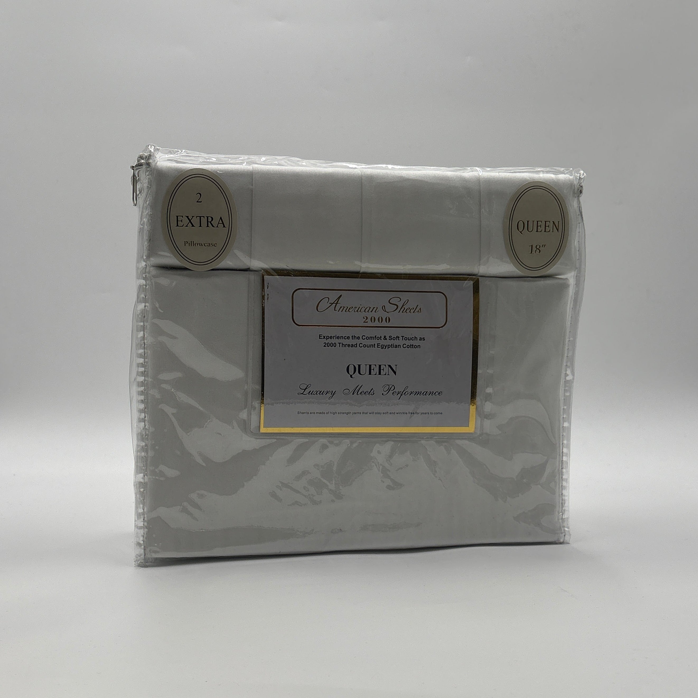 American Sheets 2000 Thread Count Egyptian Cotton Queen Sheet Set with 2 Extra Pillowcases – White, 18-Inch Deep Pockets