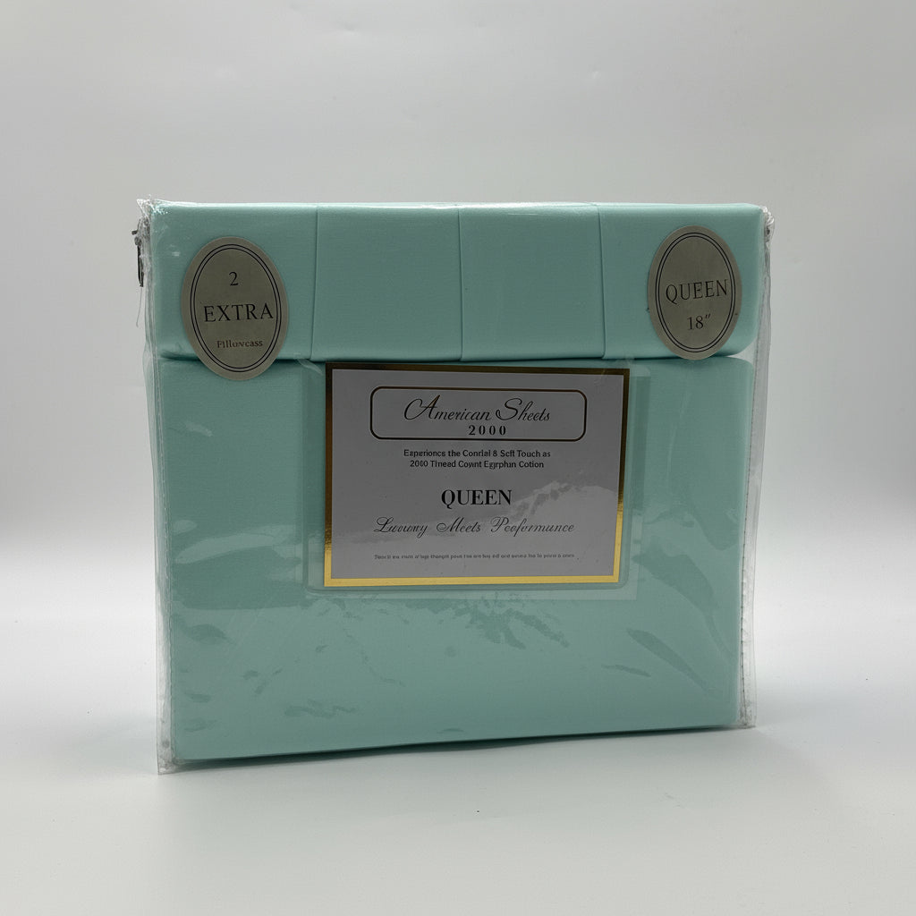 American Sheets 2000 Thread Count Egyptian Cotton Queen Sheet Set with 2 Extra Pillowcases – White, 18-Inch Deep Pockets