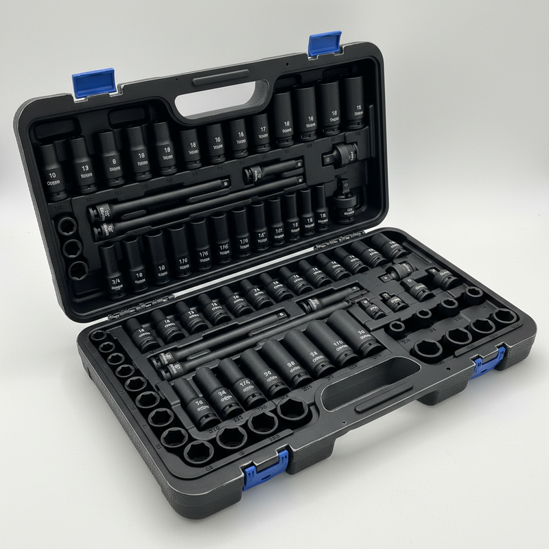 Quinn 48-Piece Master Impact Socket Set SAE/Metric – Durable Chrome Moly Steel, 6-Point Design, Heavy-Duty Storage Case