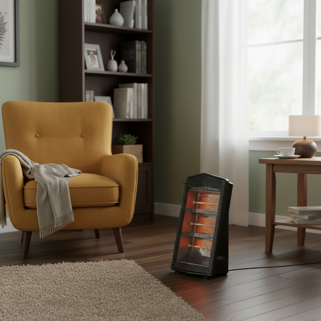 Midea 1500W Ultra Quiet Quartz Radiant Heater (PSH20Q3ABB) – Sleek Black Design