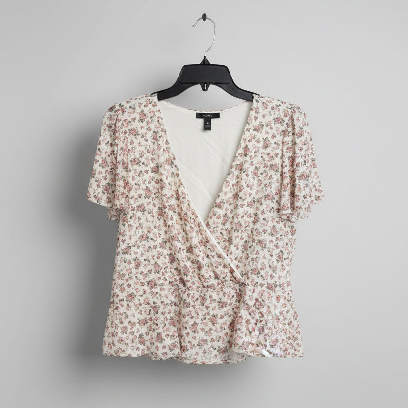Aqua Women Short Sleeve Blouse (Floral) - DOLLARS UNIVERSE LLC