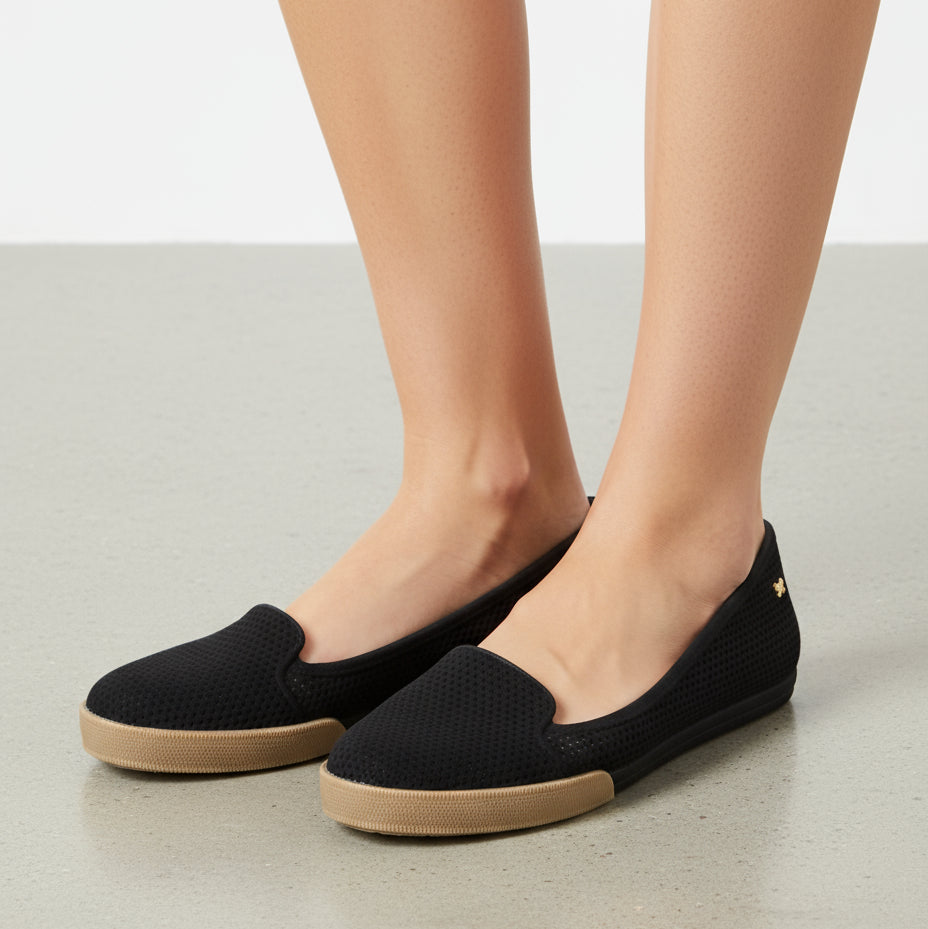 Zaxy Women's Loafers 90058 - Black Selfie Flocked Loafer - Women