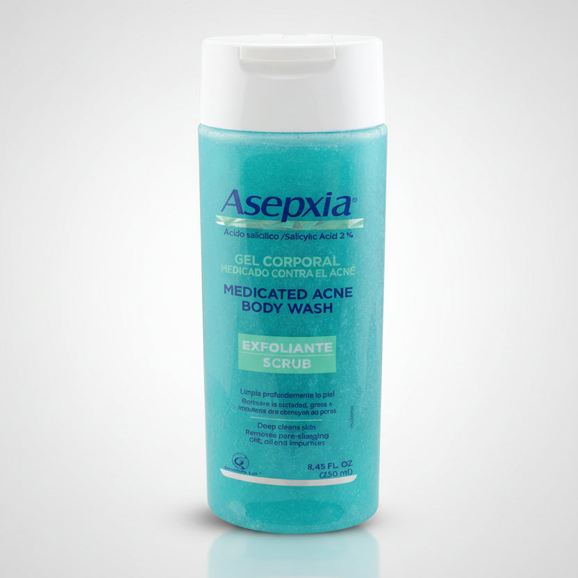 Asepxia Skin Clearing Gel Scrub Medicated Acne Body Wash 8.5oz
