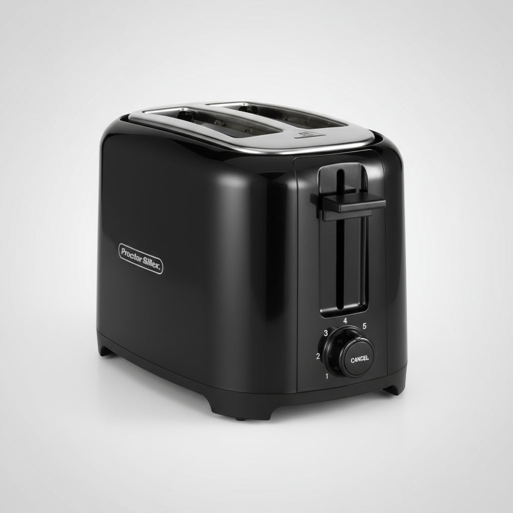 Proctor Silex 2-Slice Toaster - Black: Compact Bread Toaster, 700W, Plastic, Spot Clean, 1-Year Warranty