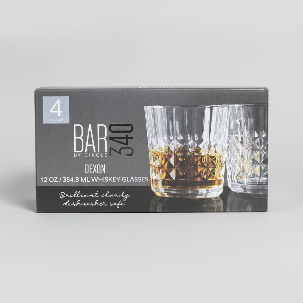 Product packaging with a label on a reflective surface