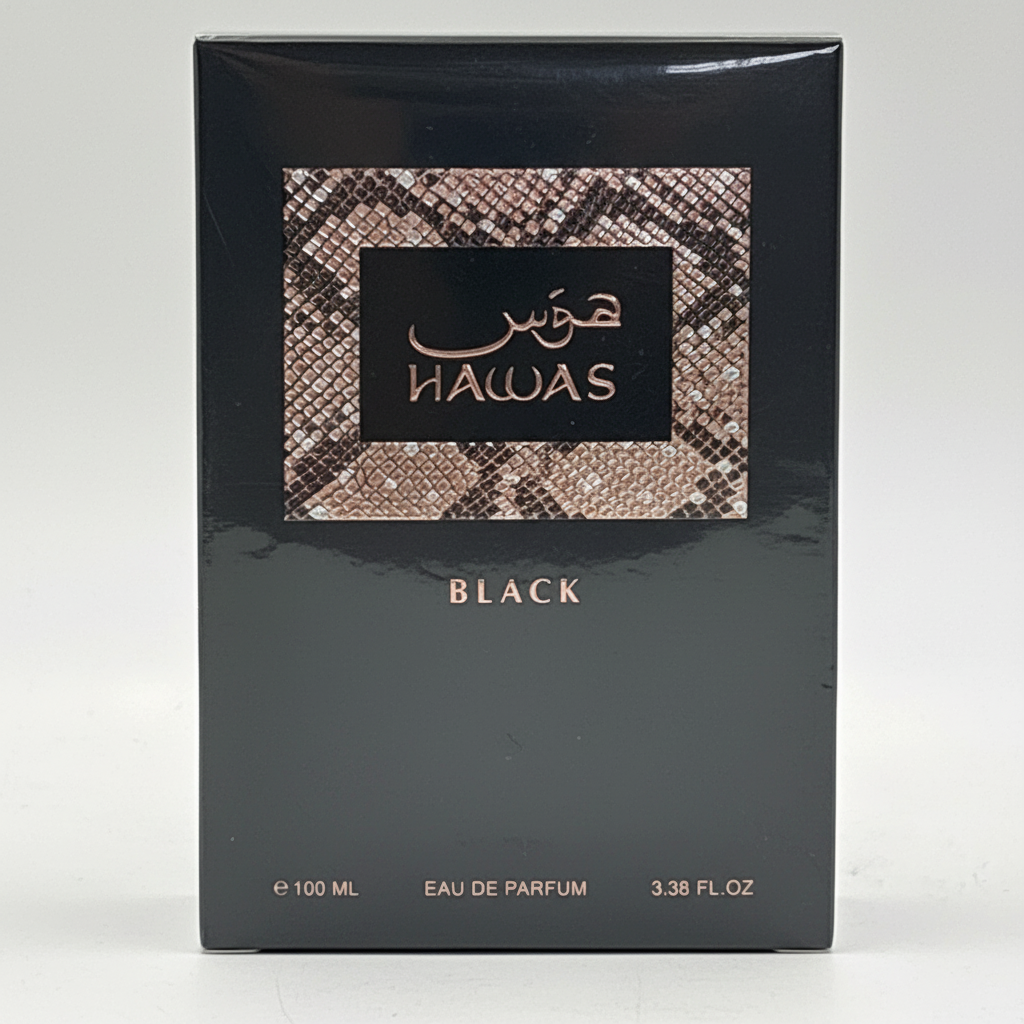 Hawas Black Eau de Parfum – Luxury Men’s Fragrance with Deep Amber and Woody Notes (100ml)