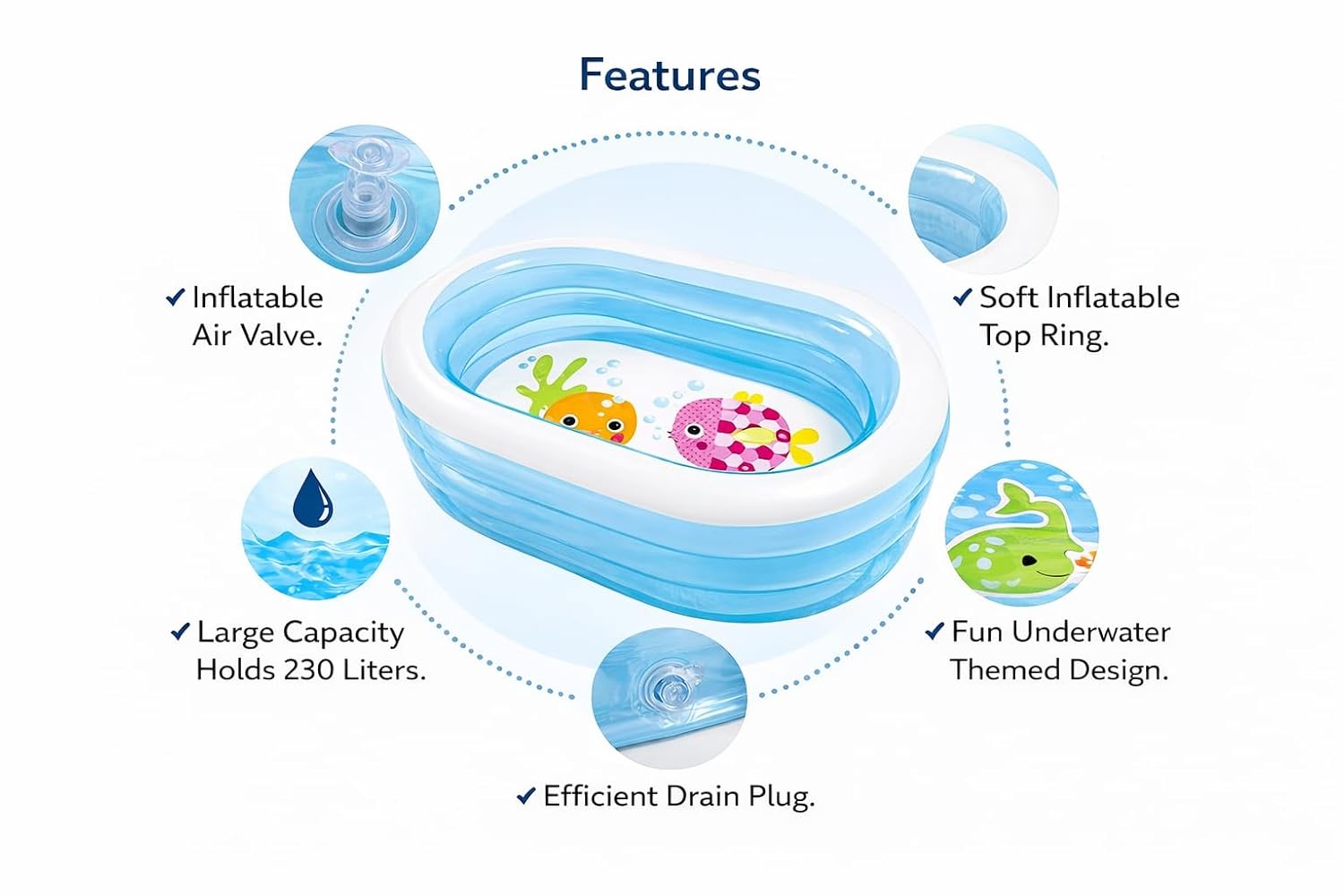 Intex Inflatable Rectangular Swimming Pool 64in x 42in Wet Set Collection - DOLLARS UNIVERSE LLC