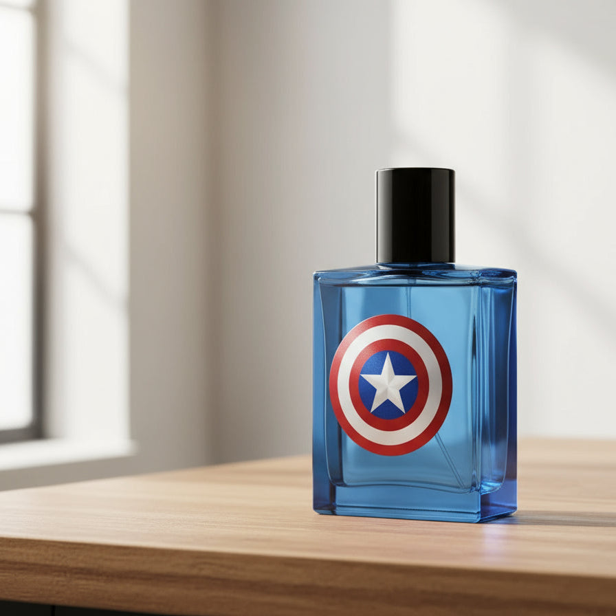 Air-Val Marvel Captain America Eau De Toilette Spray 3.4 Oz - Men's Fragrance, Iconic Shield Design, Fresh Woody Scent