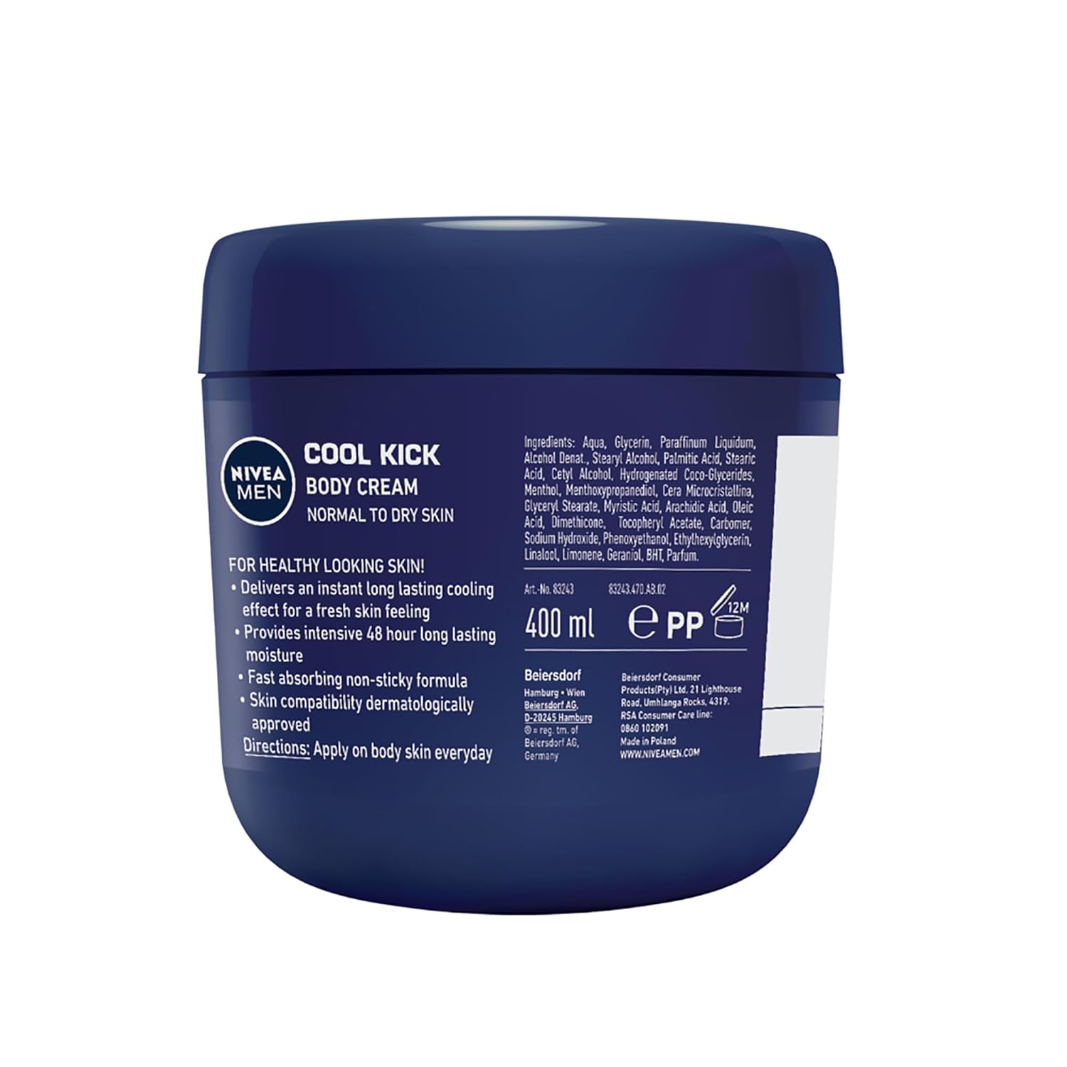 Nivea Men Cool Kick Body Cream 13.5 fl oz