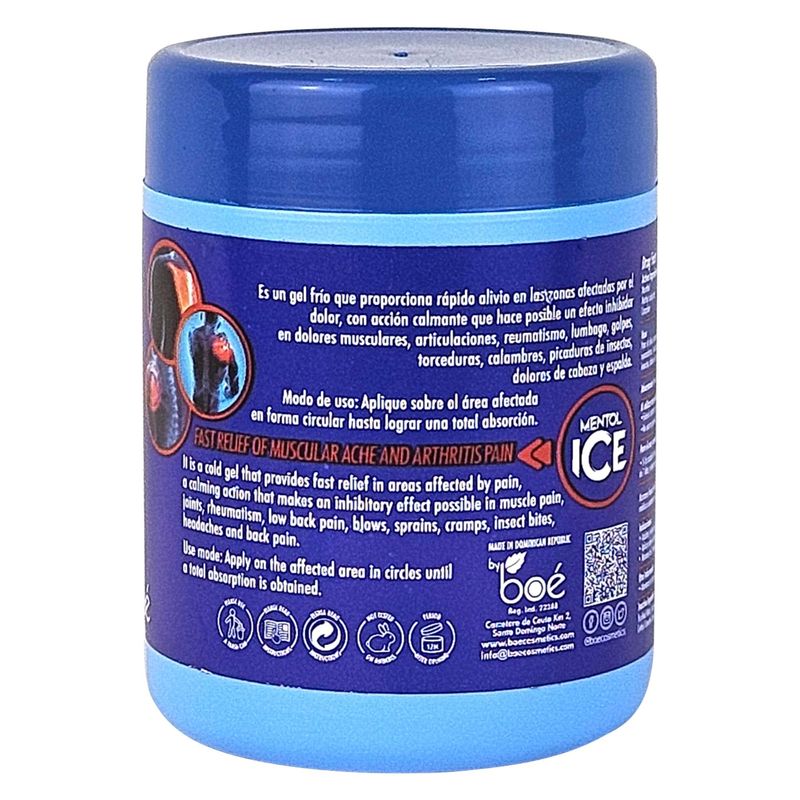 Boe Cosmetics Mentol Ice Cold Gel 8 oz Muscle Relief