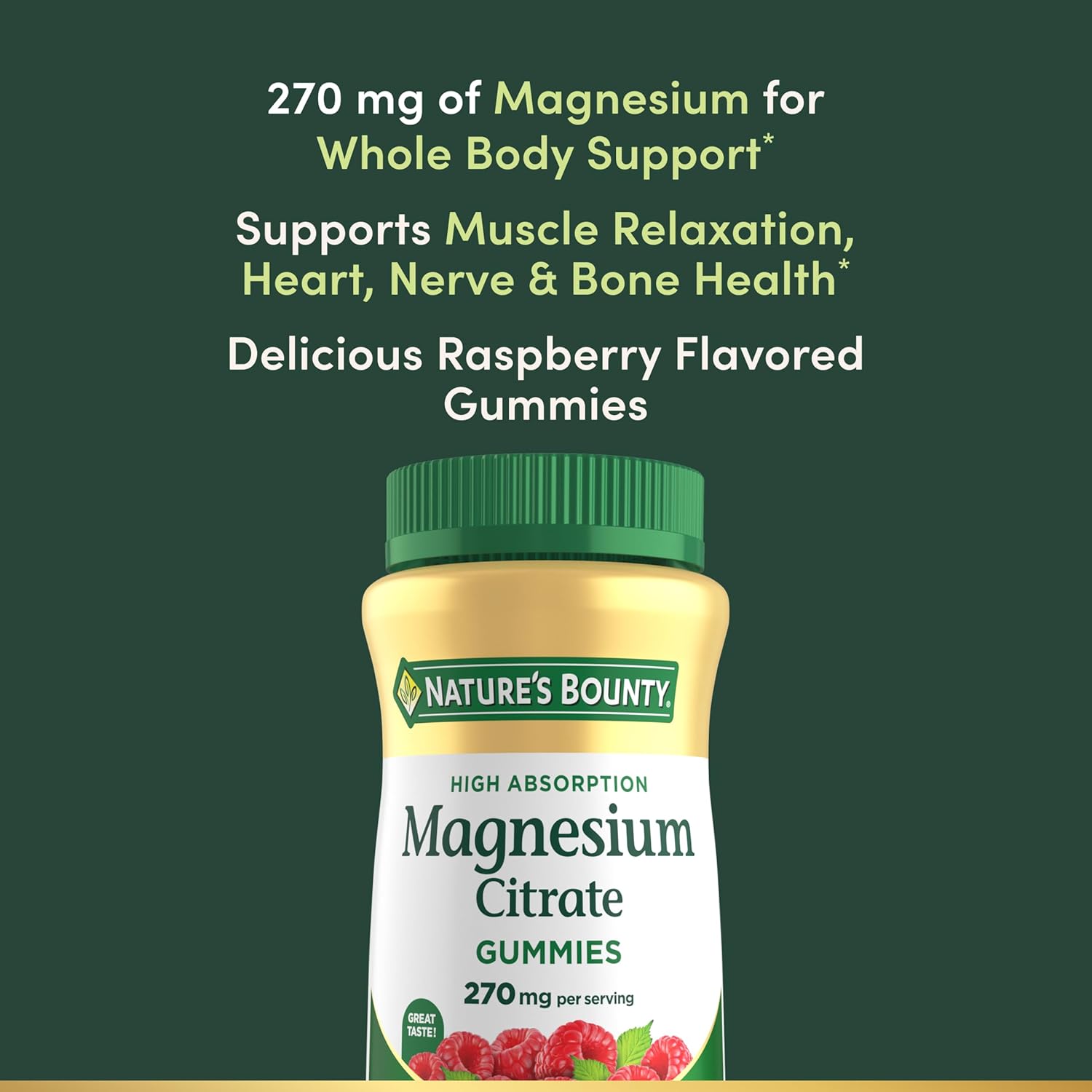 Nature's Bounty Magnesium Citrate Gummies 270mg Raspberry 90 Count - DOLLARS UNIVERSE LLC