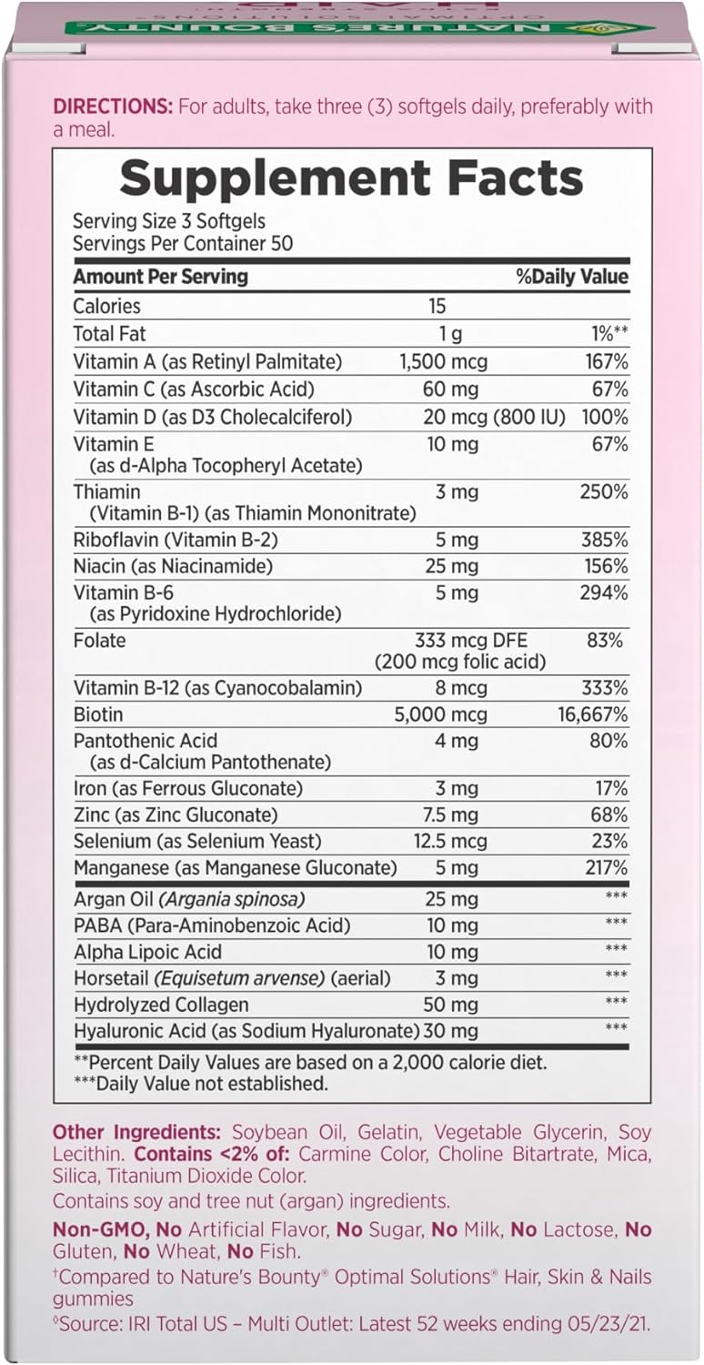 Nature's Bounty Advanced Hair Skin Nails Supplement Argan-Infused 150 Softgels - DOLLARS UNIVERSE LLC