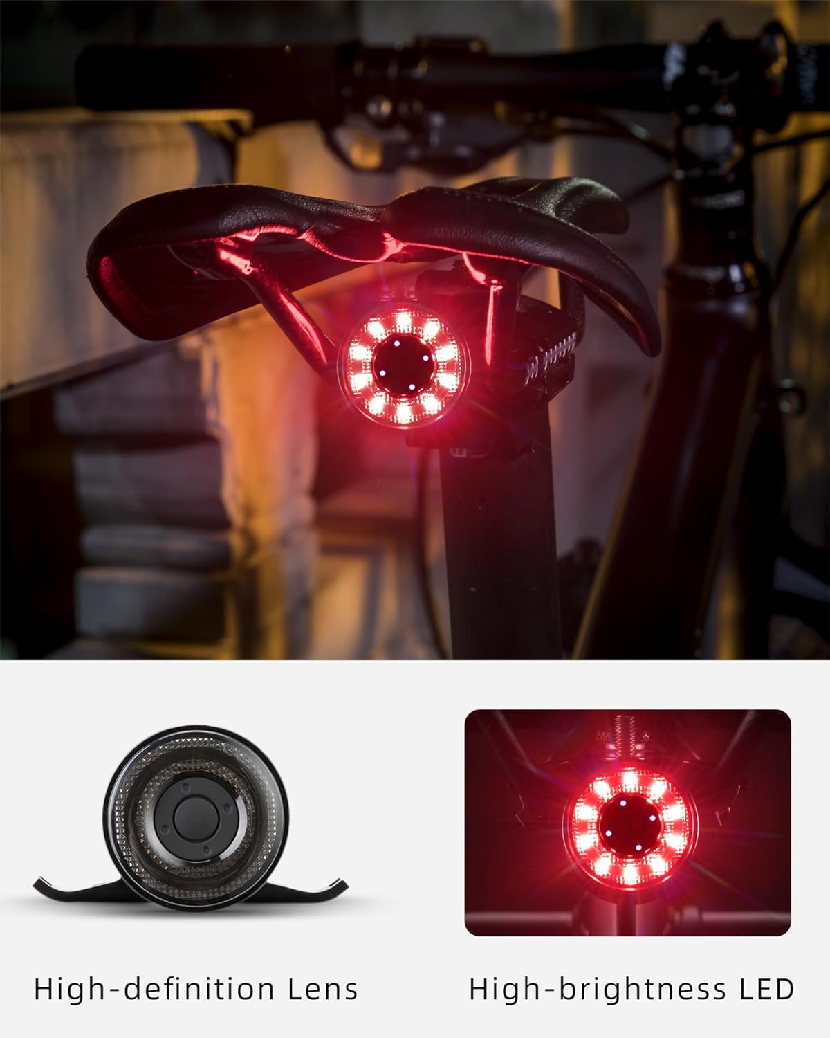 ROCKBROS Rechargeable Aluminum Alloy Bike Tail Light with 5 Modes