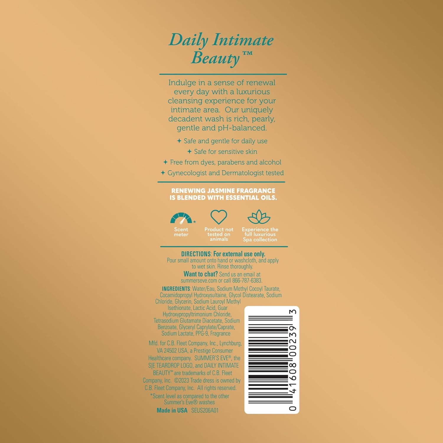 Summer's Eve Spa Daily Intimate Wash Jasmine Scented 12oz Bottle