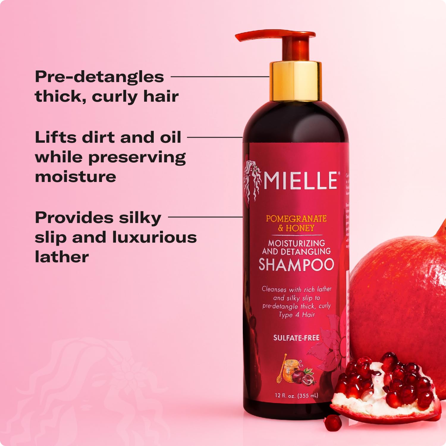 Mielle Organics Pomegranate & Honey Detangling Moisturizing Shampoo 12 fl oz - DOLLARS UNIVERSE LLC