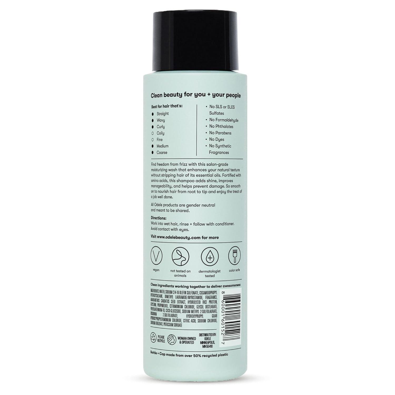 Odele Smoothing Sulfate-Free Shampoo for Frizz Control and Shine