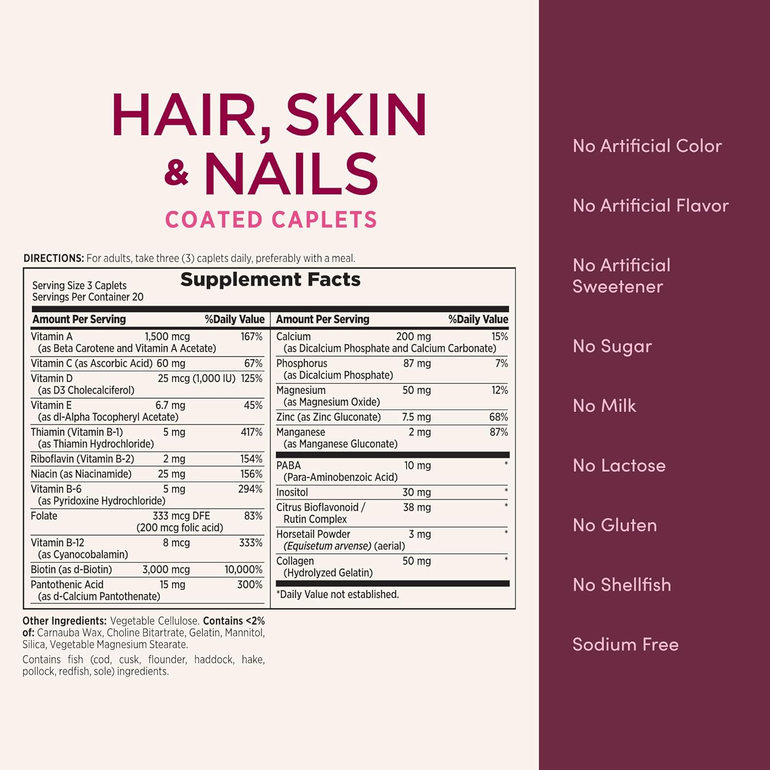 Nature's Bounty Optimal Solutions Hair Skin & Nails Supplement 3000mcg - DOLLARS UNIVERSE LLC