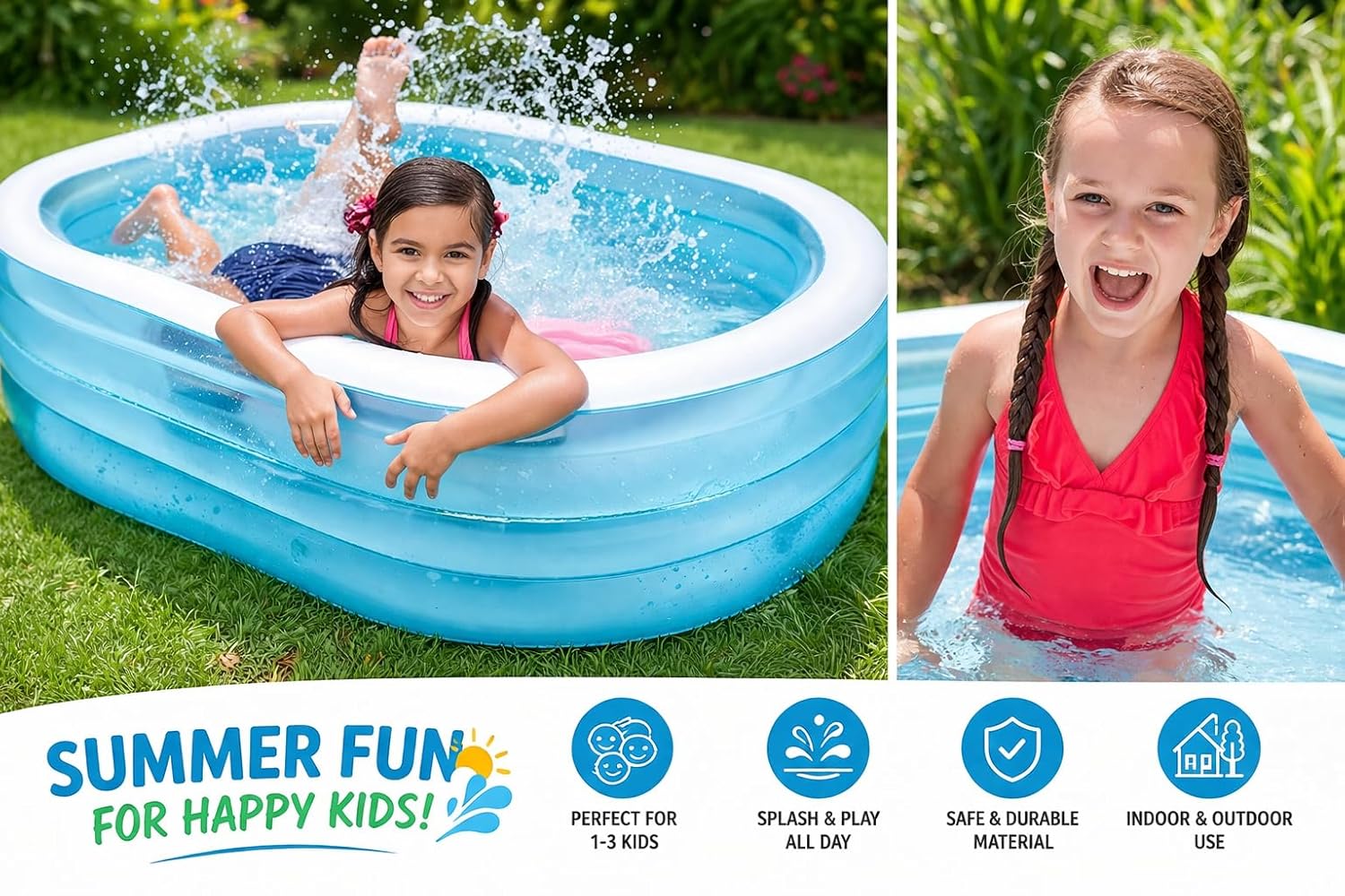 Intex Inflatable Rectangular Swimming Pool 64in x 42in Wet Set Collection - DOLLARS UNIVERSE LLC