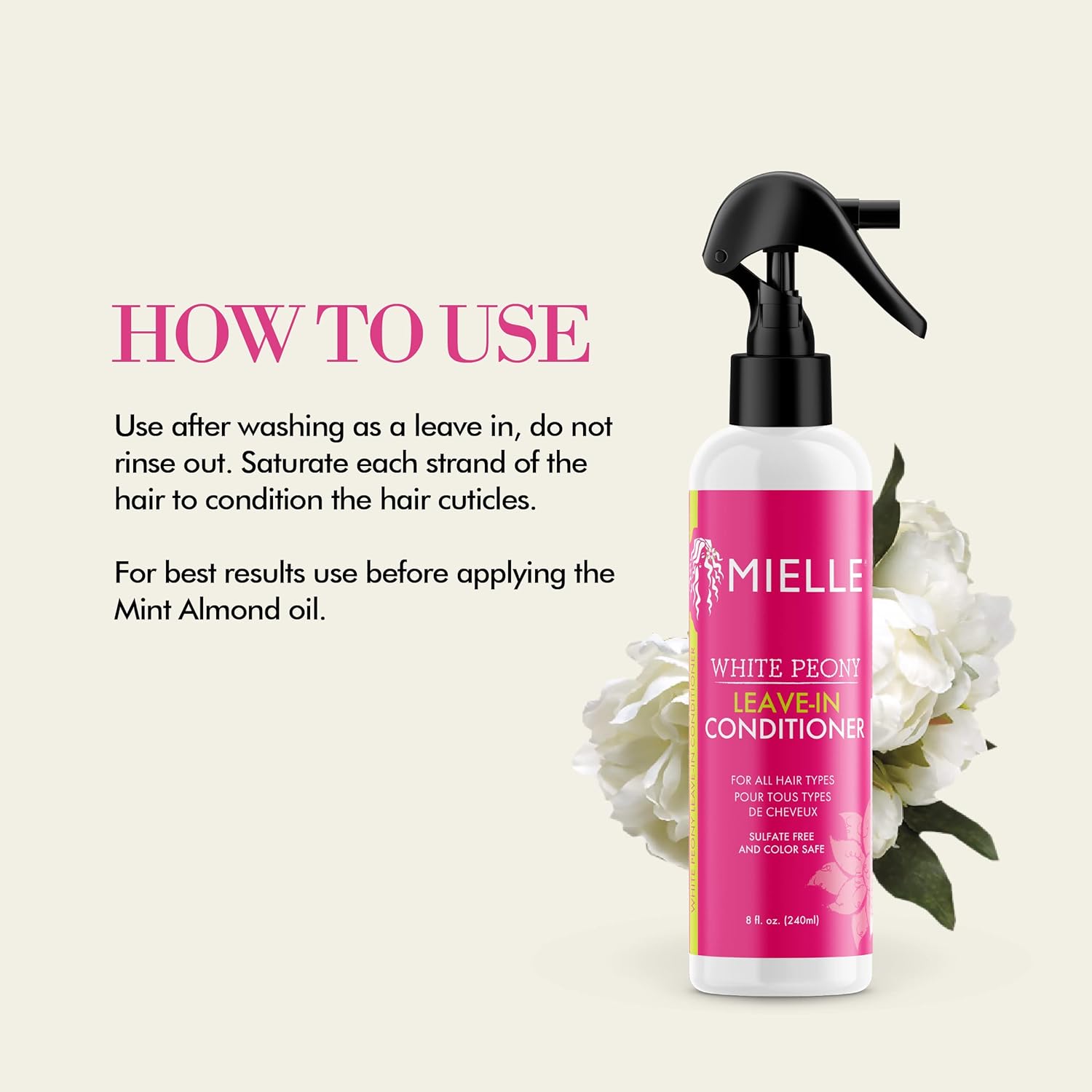 Mielle Organics White Peony Leave-In Conditioner Spray 8 fl oz - DOLLARS UNIVERSE LLC