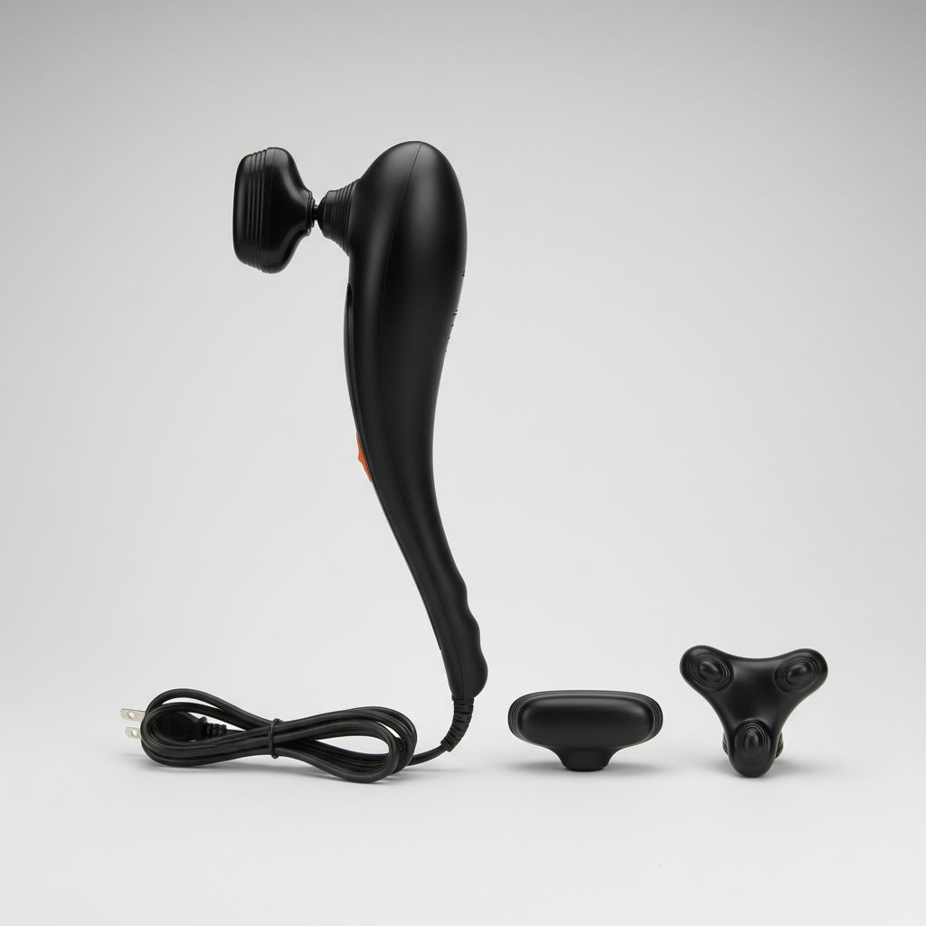 Sharper Image Deep Tissue Percussion Massager with 3 Attachments – Handheld Muscle Relaxation Device for Soreness and Recovery