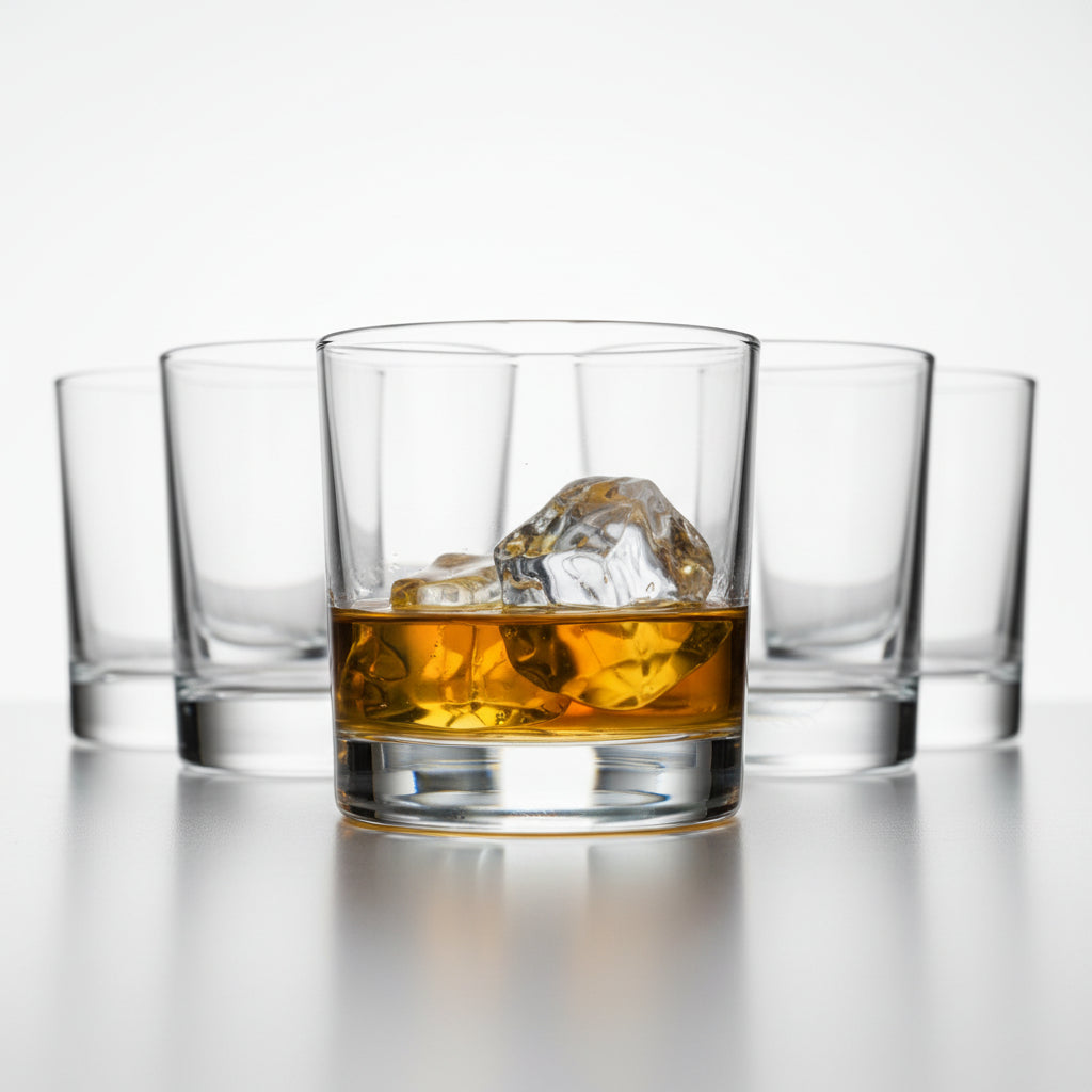 Godinger Old Fashioned Whiskey Glasses, Italian Made Glass Beverage Cups - Set of 4