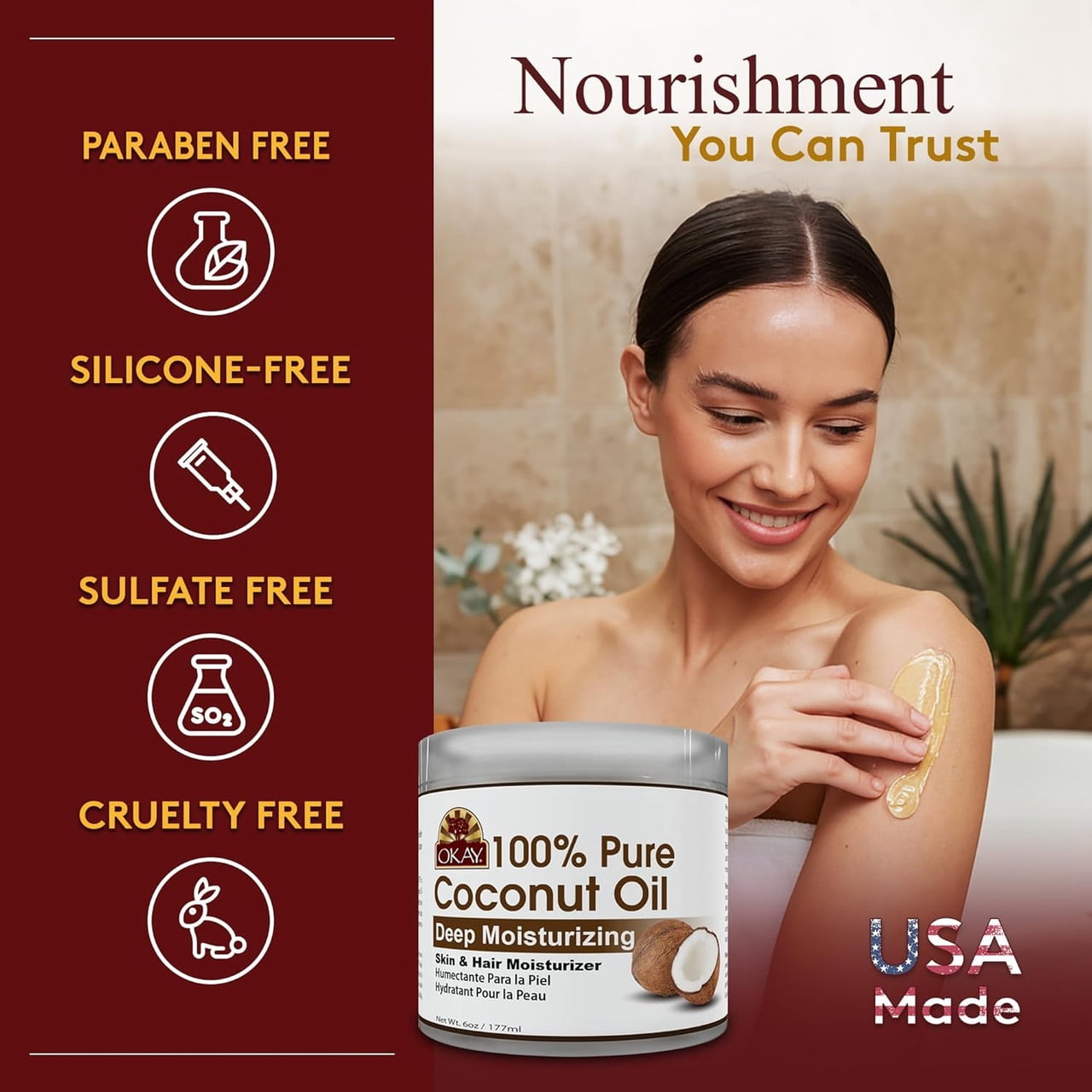 Okay Pure Naturals Coconut Oil with Vitamin E Moisturizer 6 oz