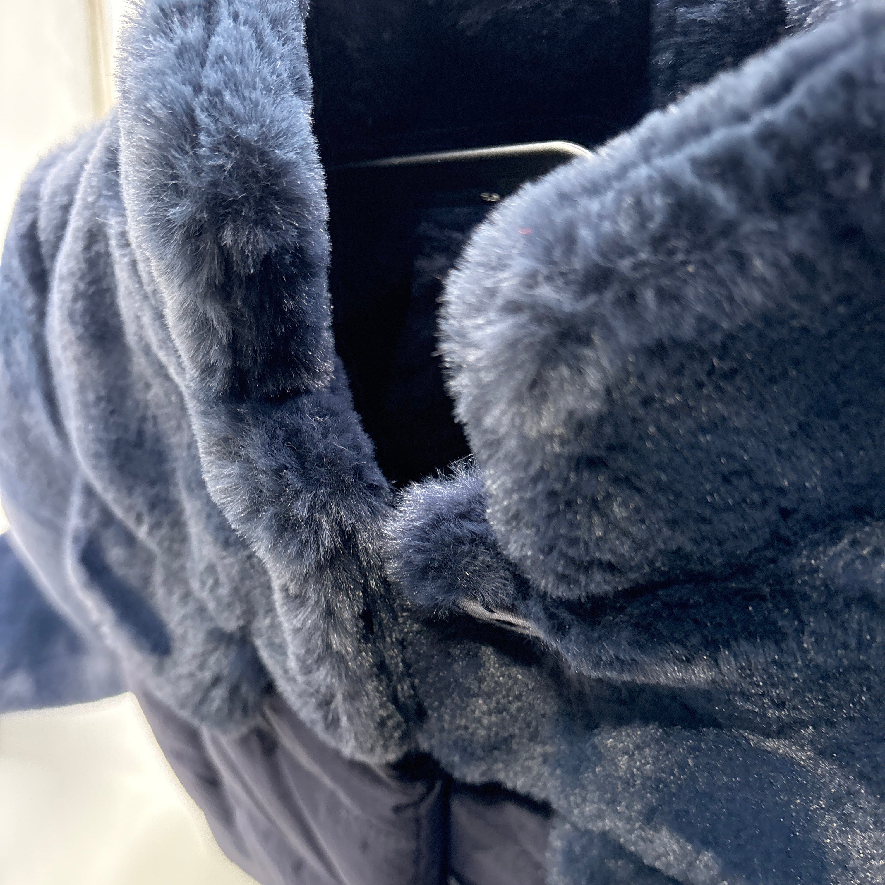 Imoga Girls Soft Faux Fur Jacket – Navy, Snap Closure, Cozy and Stylish