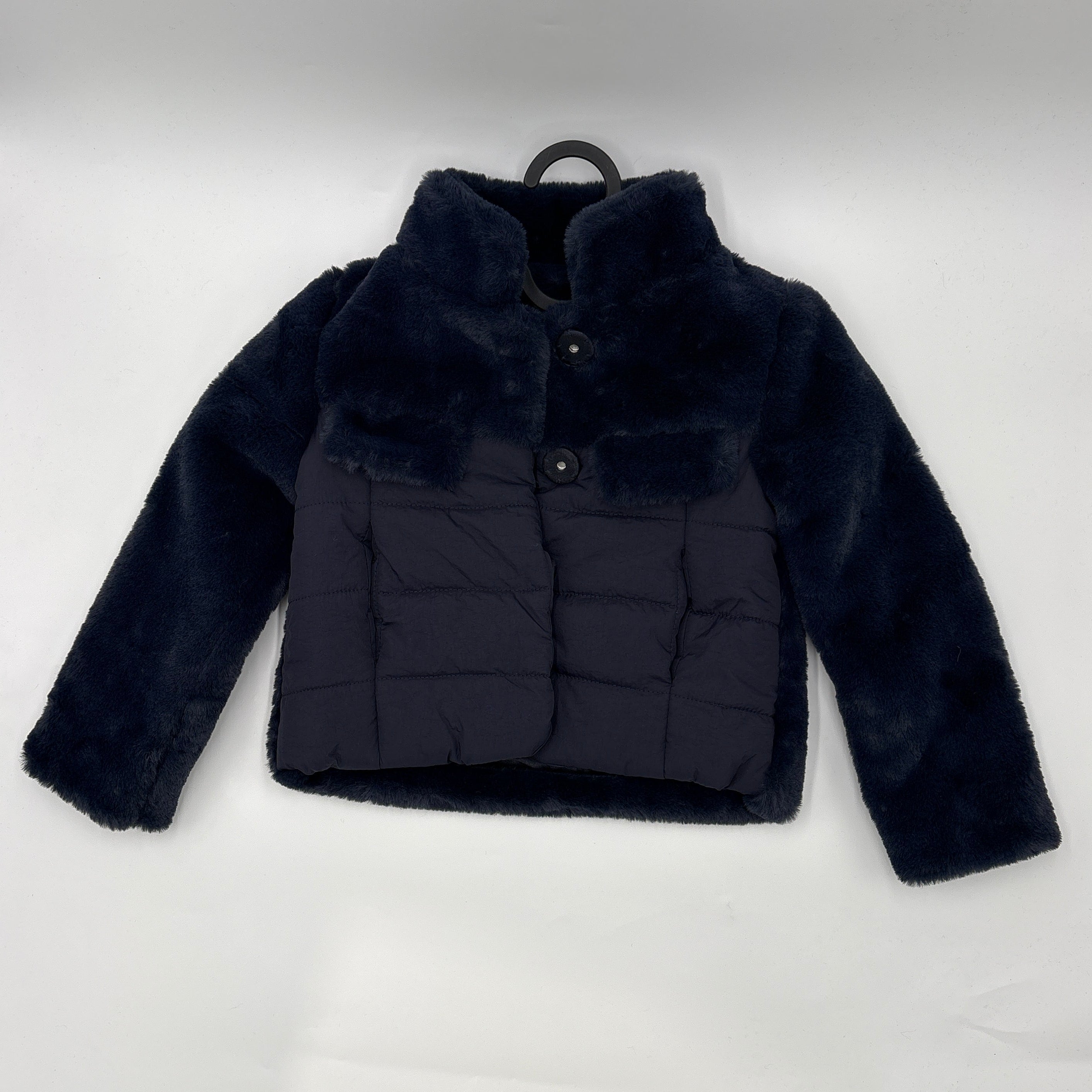 Imoga Girls Soft Faux Fur Jacket – Navy, Snap Closure, Cozy and Stylish
