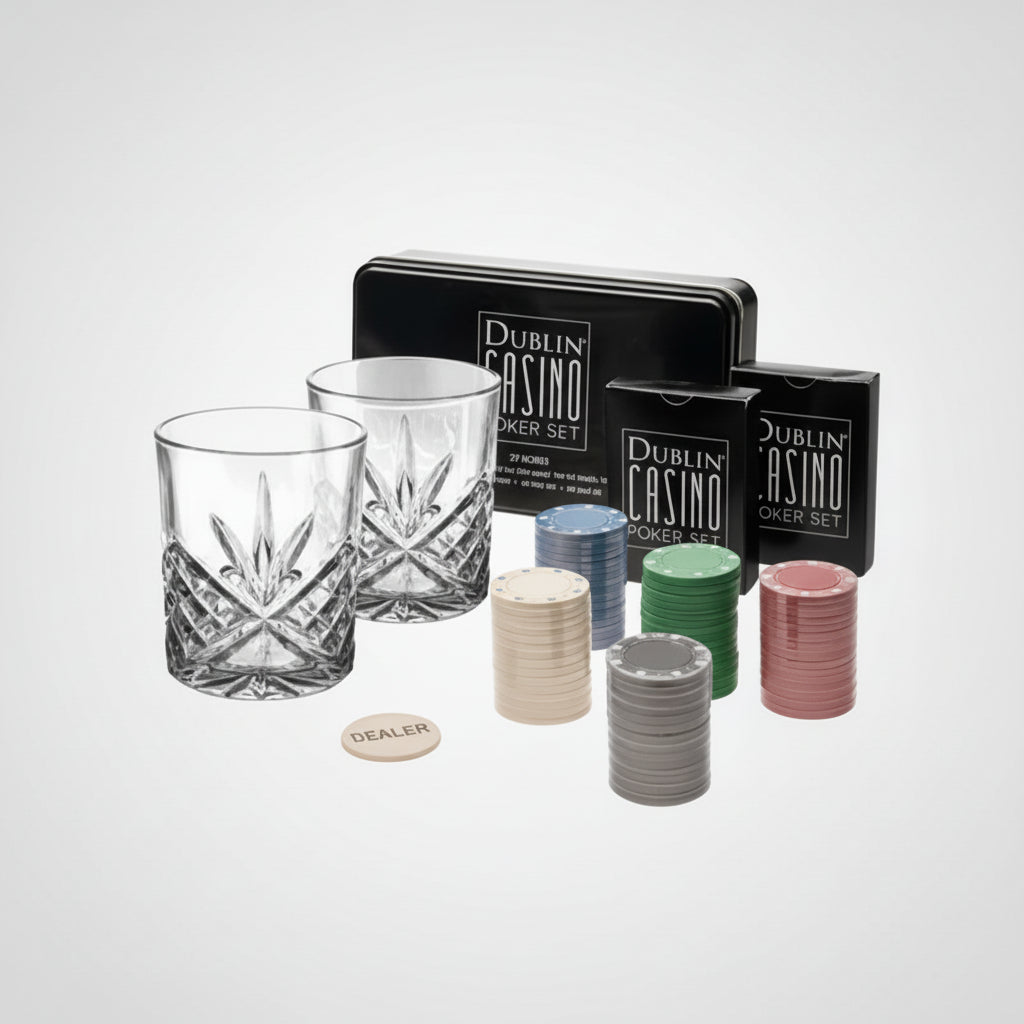 Godinger Silver Dublin Crystal Casino Poker Set