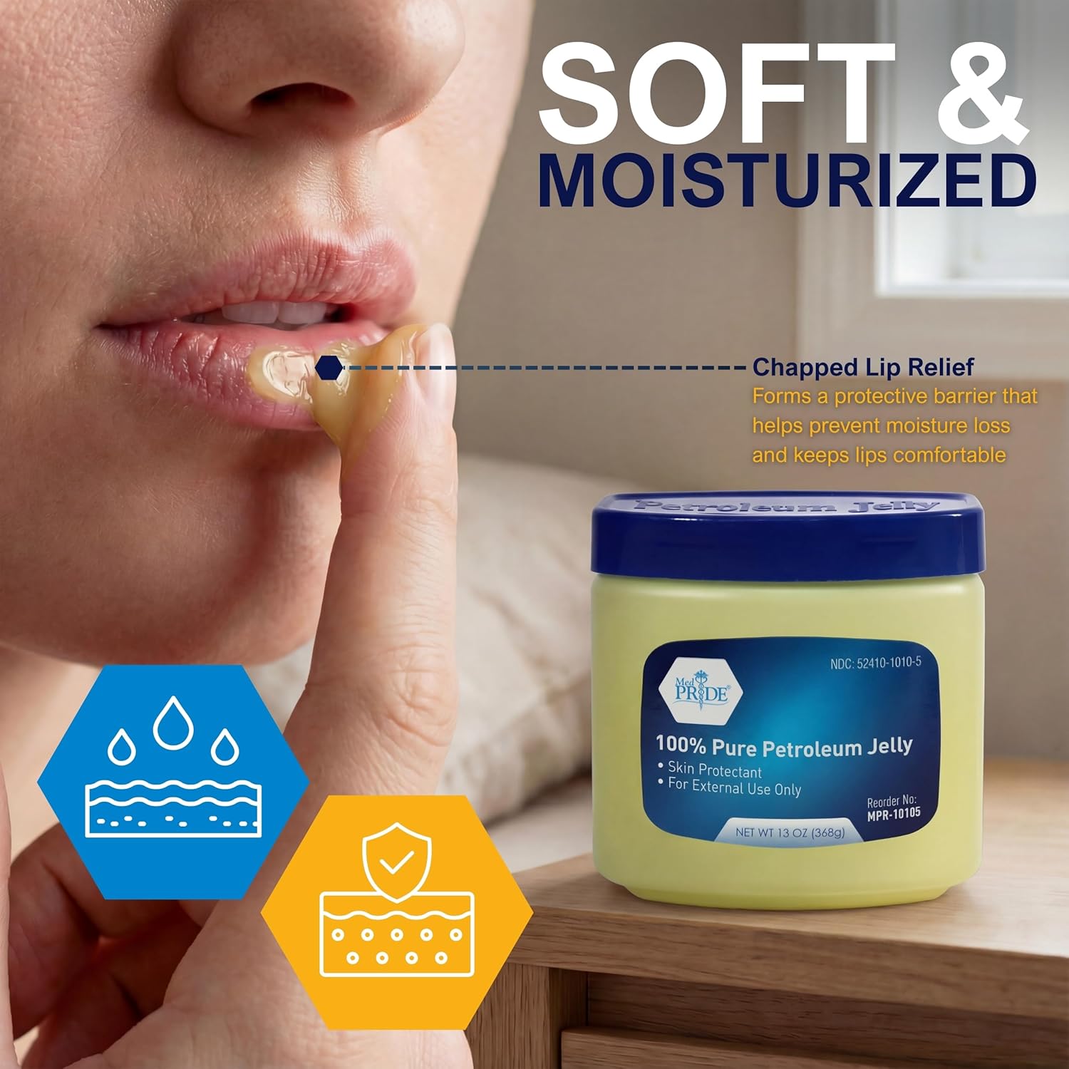 Med Pride Pure White Petroleum Jelly Skin Protectant 13oz