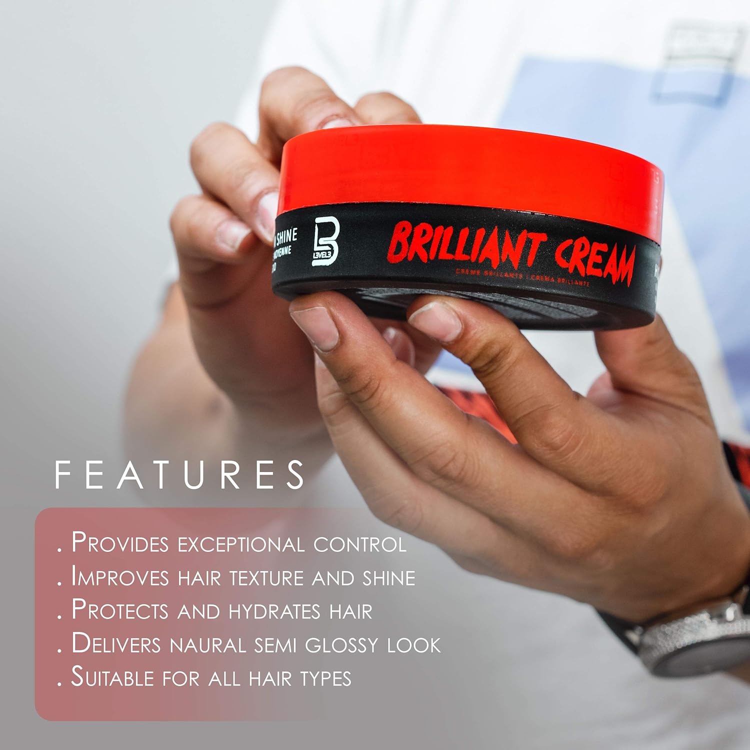 L3VEL3 Brilliant Hair Styling Cream for Natural Texture and Shine