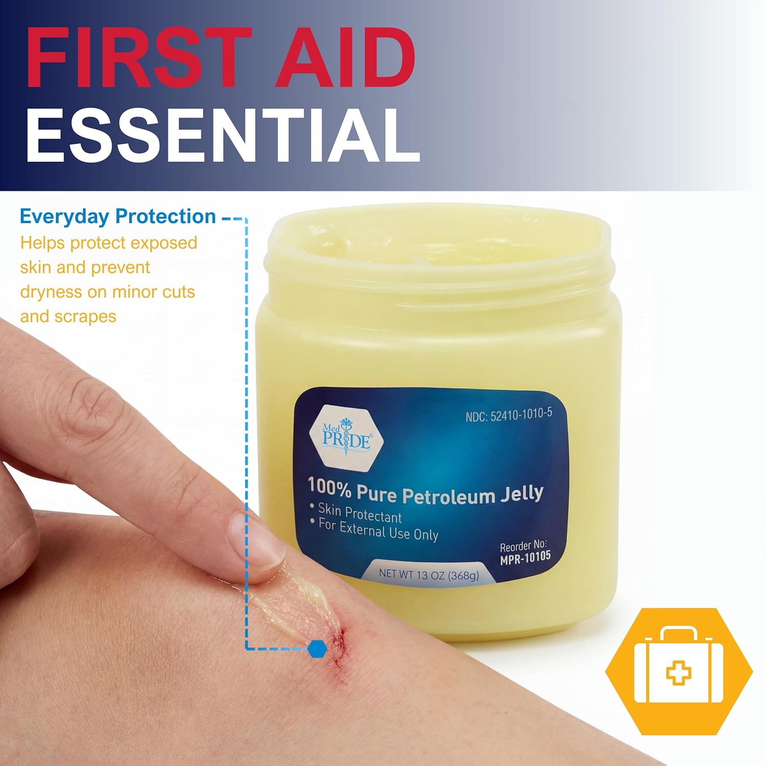 Med Pride Pure White Petroleum Jelly Skin Protectant 13oz