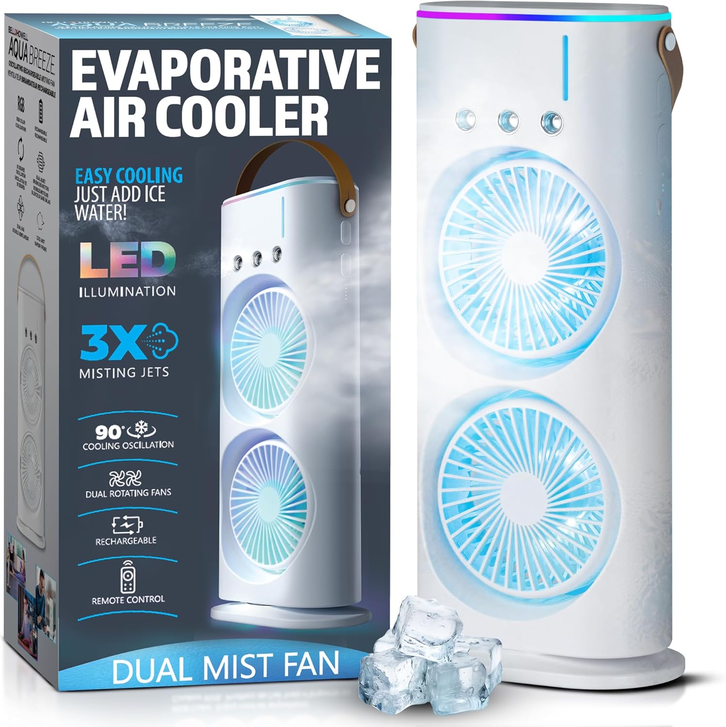 Aqua Air Misting Fan Portable Rechargeable Cooling Fan - DOLLARS UNIVERSE LLC