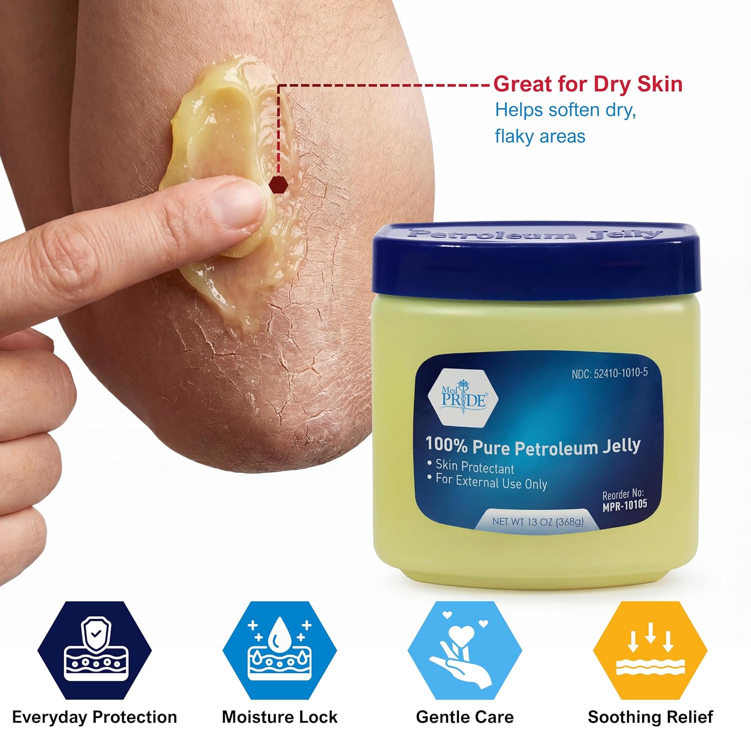 Med Pride Pure White Petroleum Jelly Skin Protectant 13oz