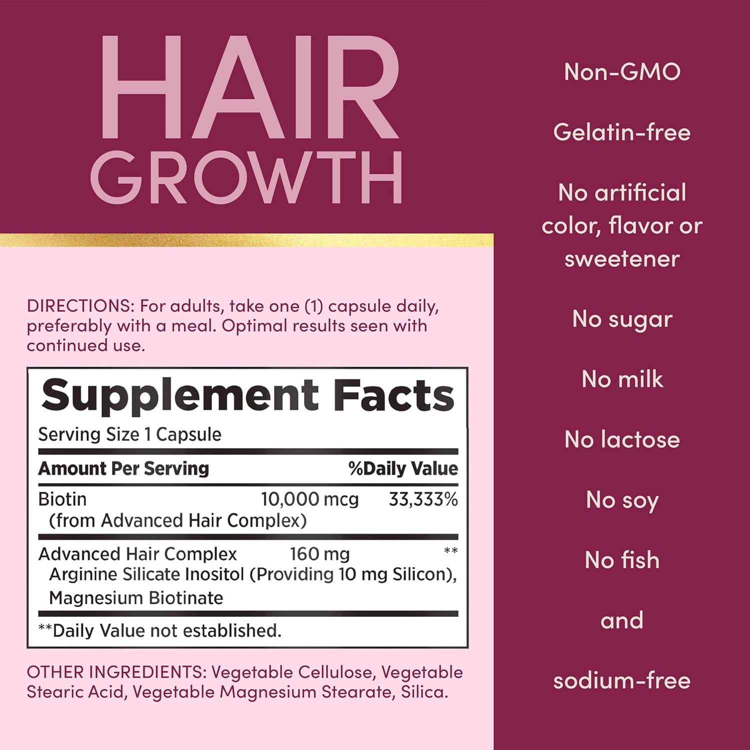 Nature's Bounty Optimal Solutions Hair Growth Supplement 30 Capsules - DOLLARS UNIVERSE LLC