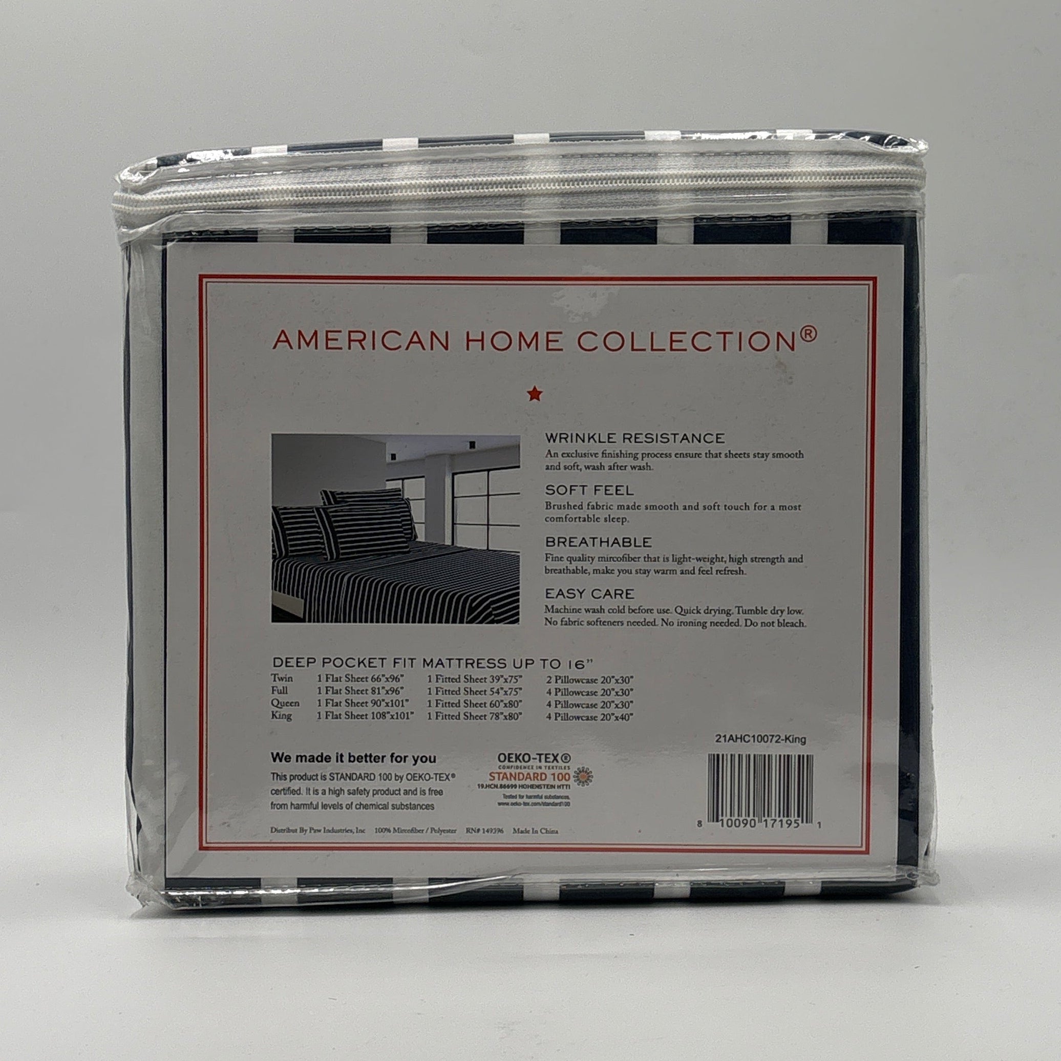 American Home Collection Ultra Soft 4-6 Piece Black and White Damask Bed Sheet Set