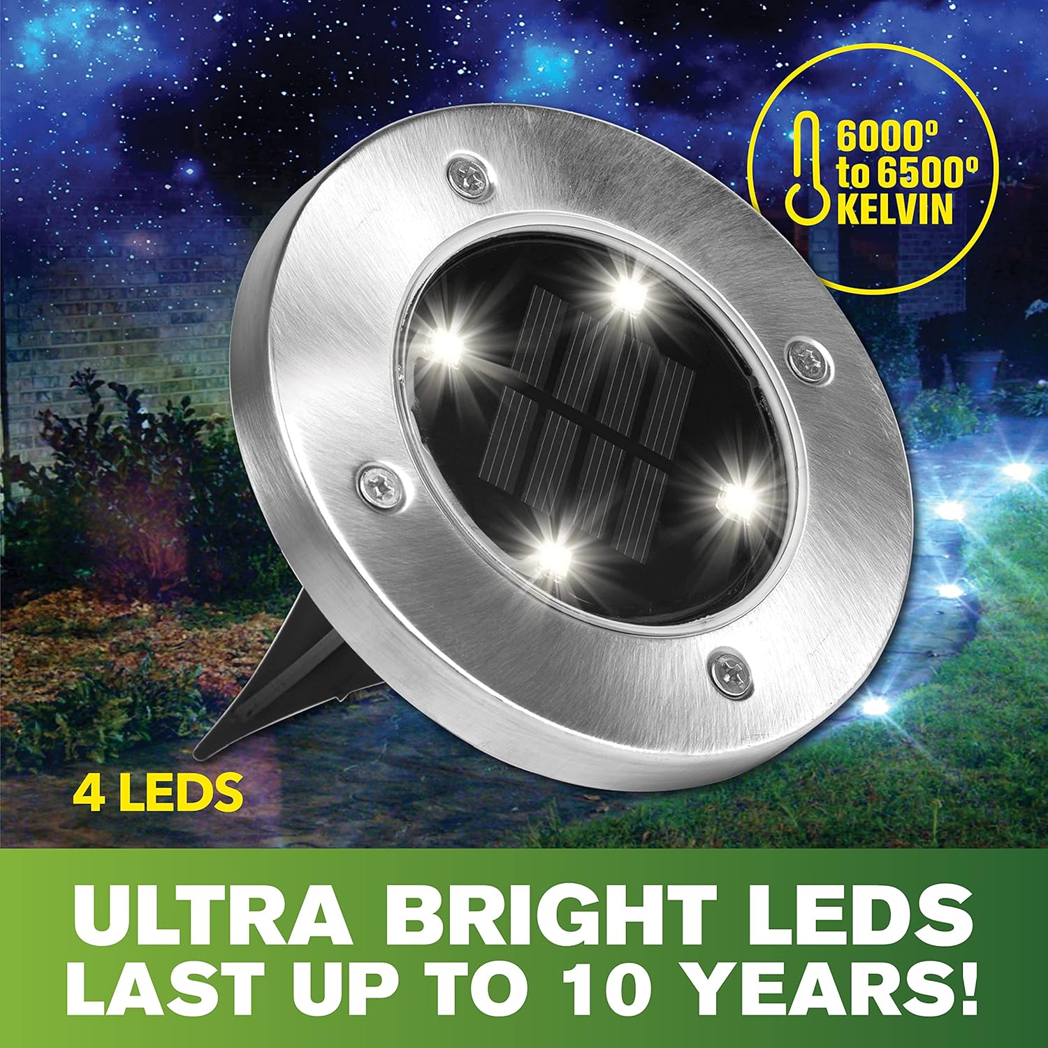 Bell+Howell Solar Ground Disk Lights Waterproof LED Pathway 4 Pack - DOLLARS UNIVERSE LLC