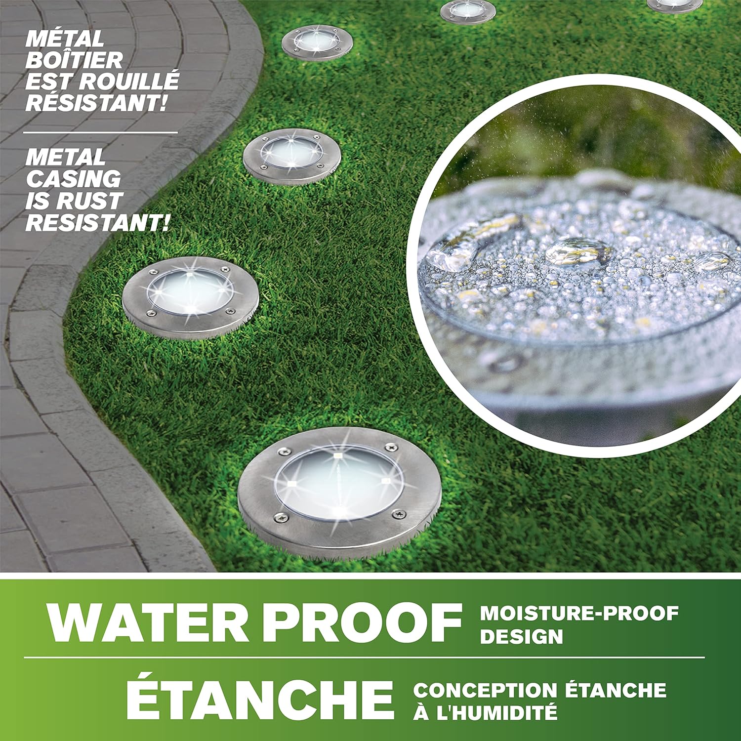 Bell+Howell Solar Ground Disk Lights Waterproof LED Pathway 4 Pack - DOLLARS UNIVERSE LLC
