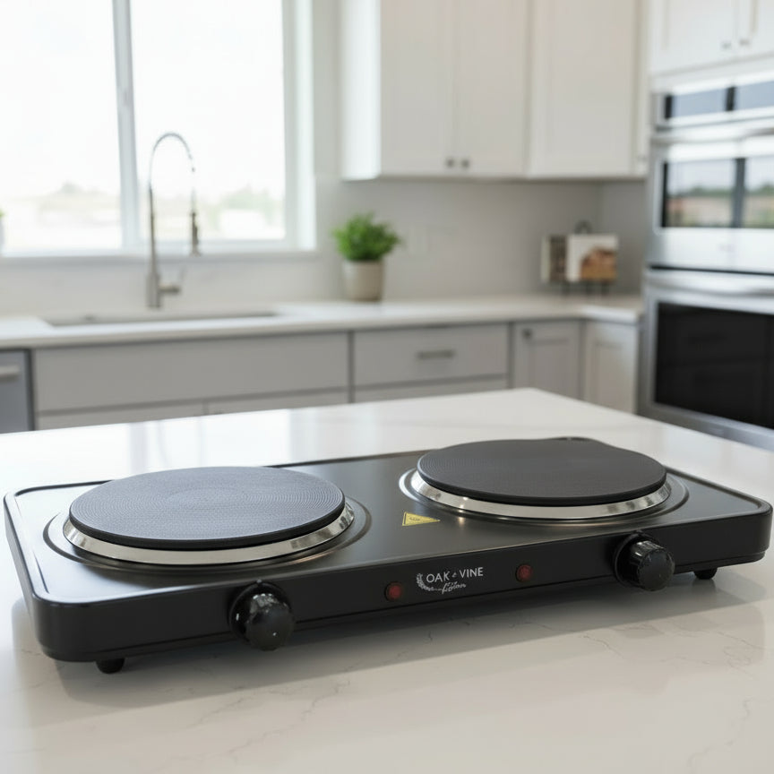 OAK+VINE Kitchen Double Electric Hot Plate 1700W – Dual Burner