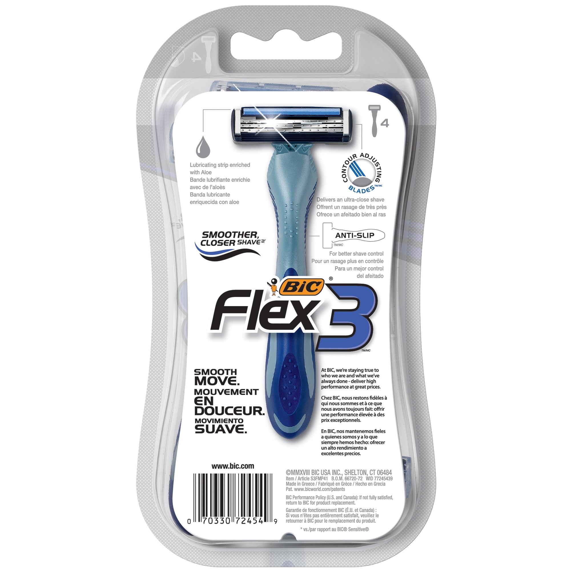 BIC Flex 3 Titanium Men's Disposable Razor 4 Pack