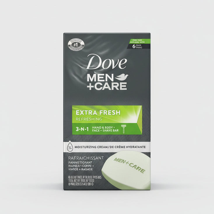 Dove Men+Care deodorant package on a concrete surface