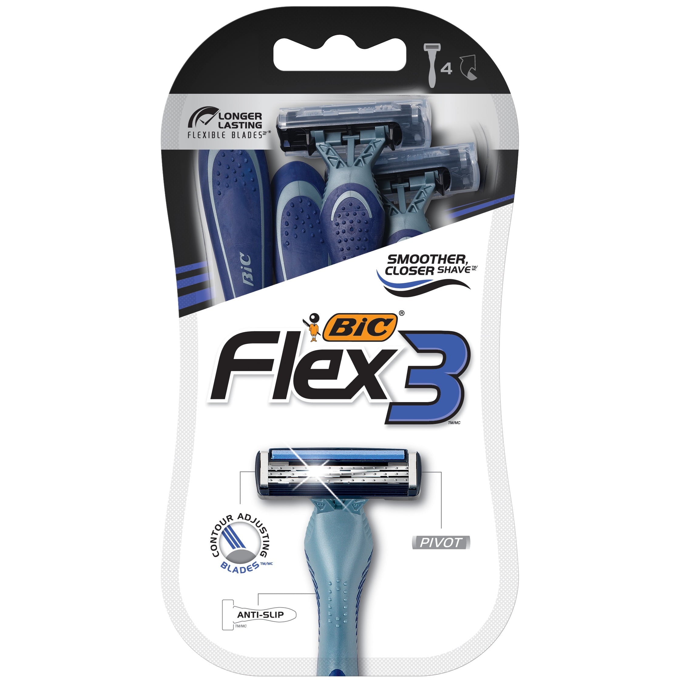 BIC Flex 3 Titanium Men's Disposable Razor 4 Pack