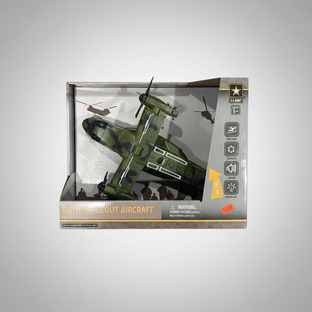 Model airplane in packaging on a gray surface