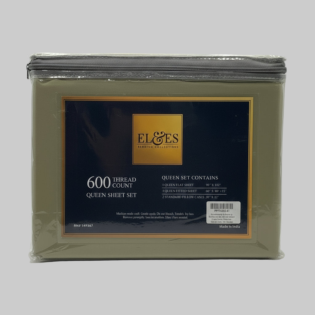 El & Tes Bedding Collection – Queen Set 600 Thread Count 100% Cotton Sateen