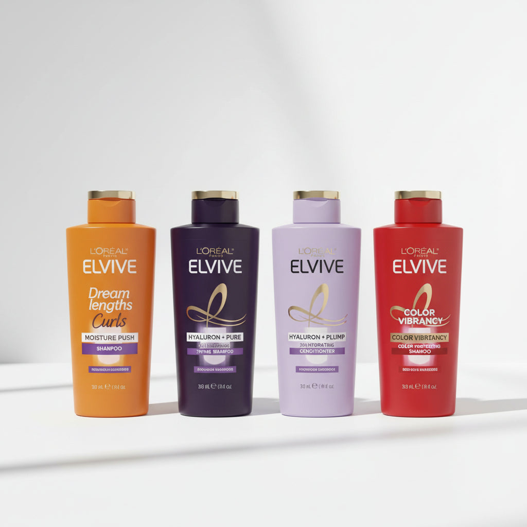 L'Oreal Elvive shampoo bottles in a store shelf