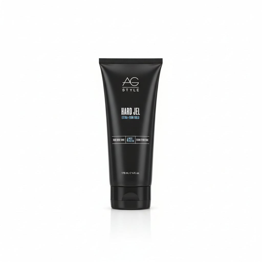 Shelf with hair care products including bottles and boxes on a store shelf.