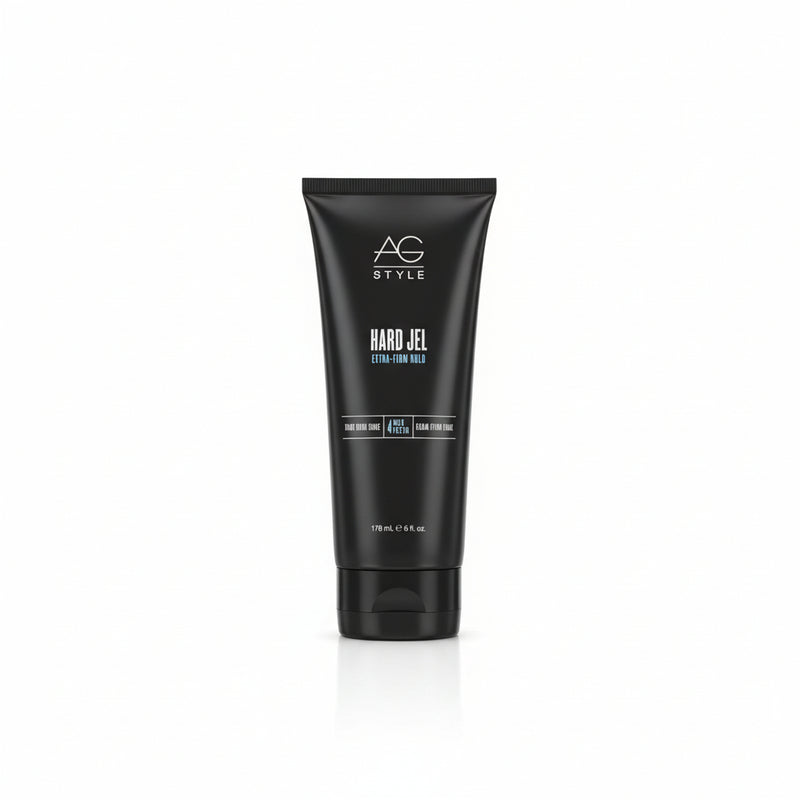 Shelf with hair care products including bottles and boxes on a store shelf.