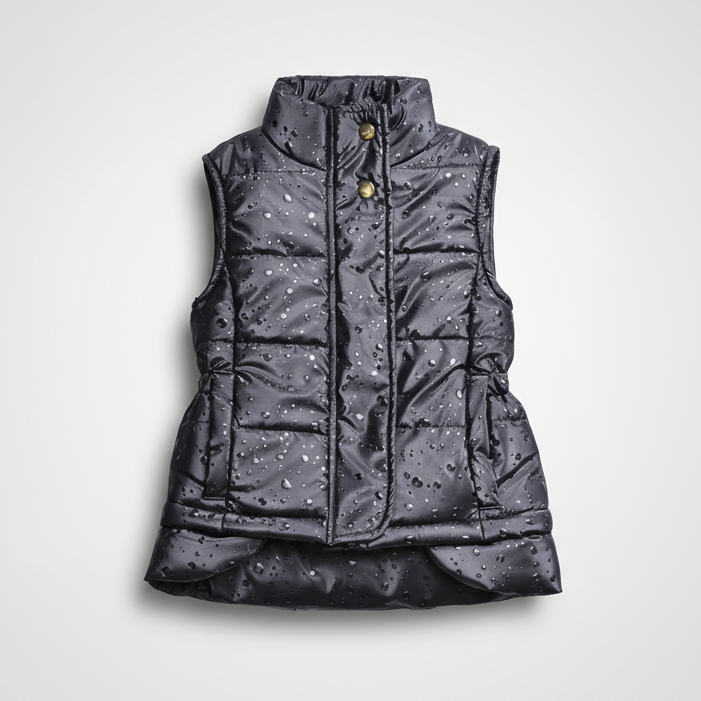 Cozy Chic Puffer Vest for Girls – Lightweight, Droplet Pattern, Stylish