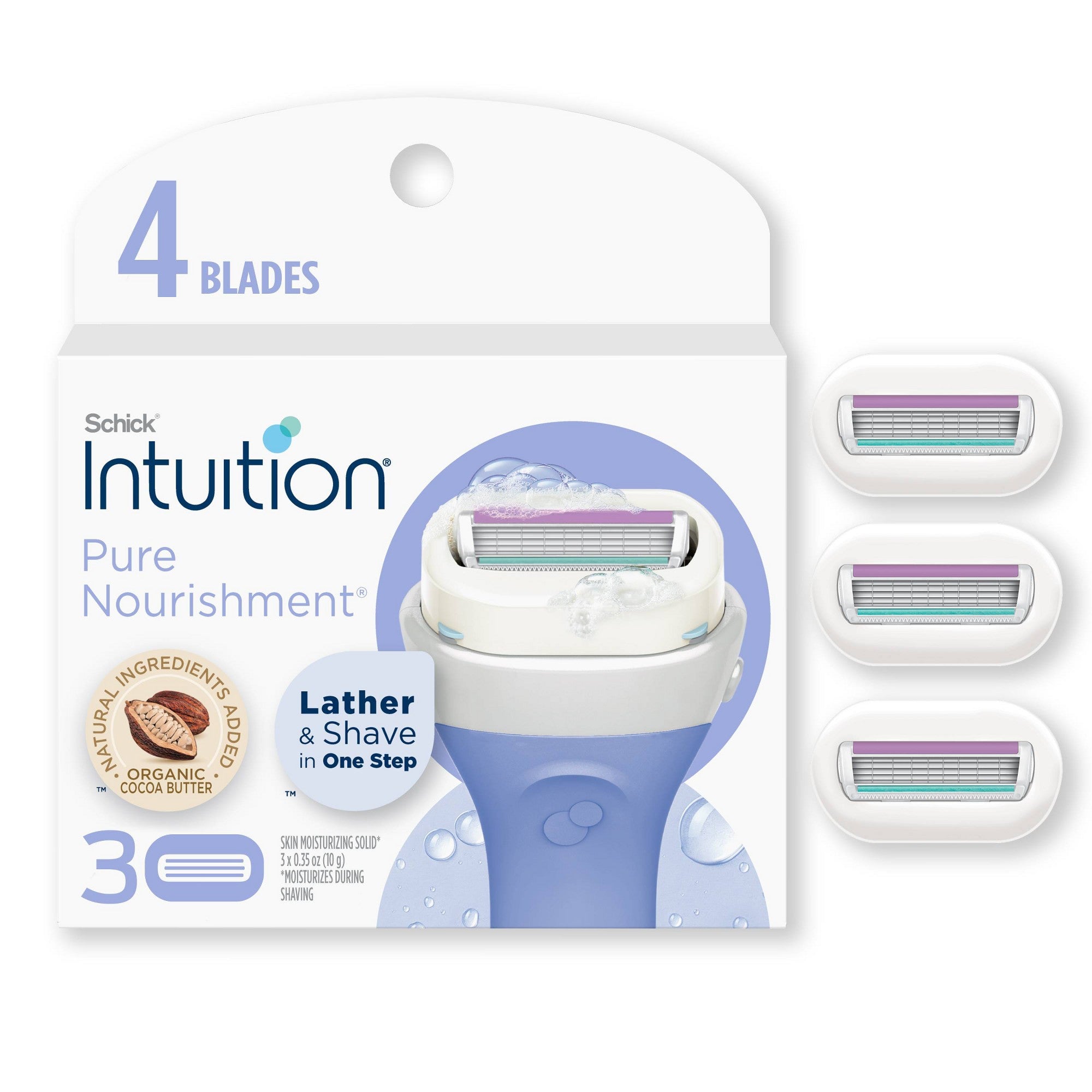 Schick Intuition Pure Nourishment Women's Razor Blade Refills 3ct