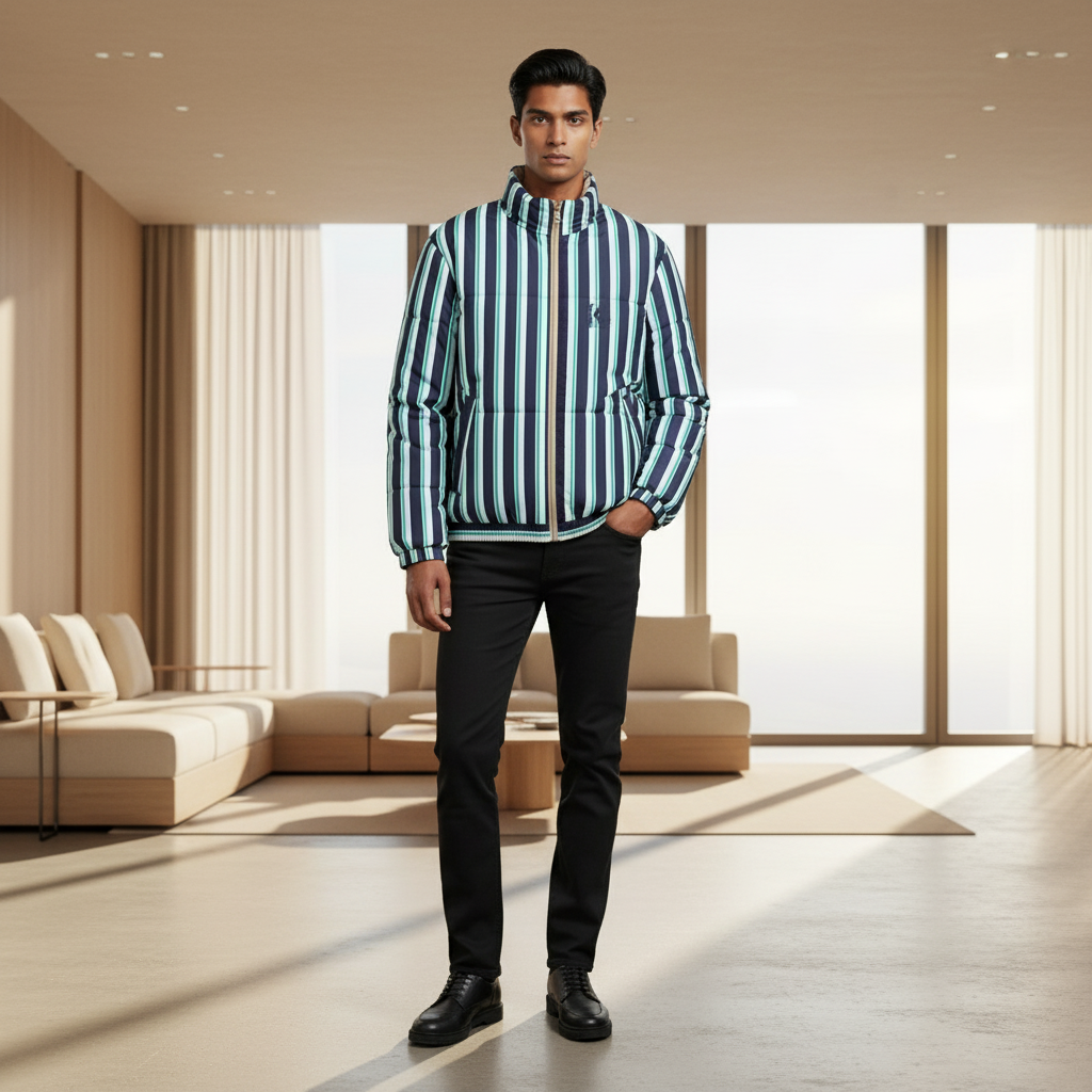 Men's KROST X nautica striped reversible puffer